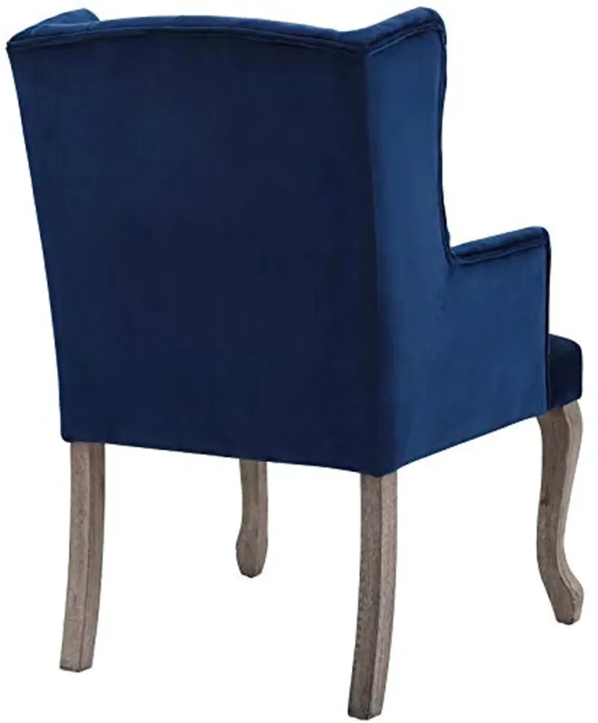 Modway Realm French Vintage Tufted Performance Velvet Kitchen and Dining Room Arm Chair in Navy