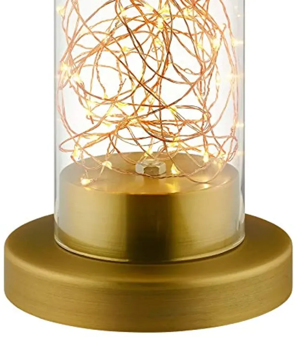 Modway Adore Cylindrical Shaped Clear Glass and Brass Bedside Lamp, Desk Lamp or Table Lamp