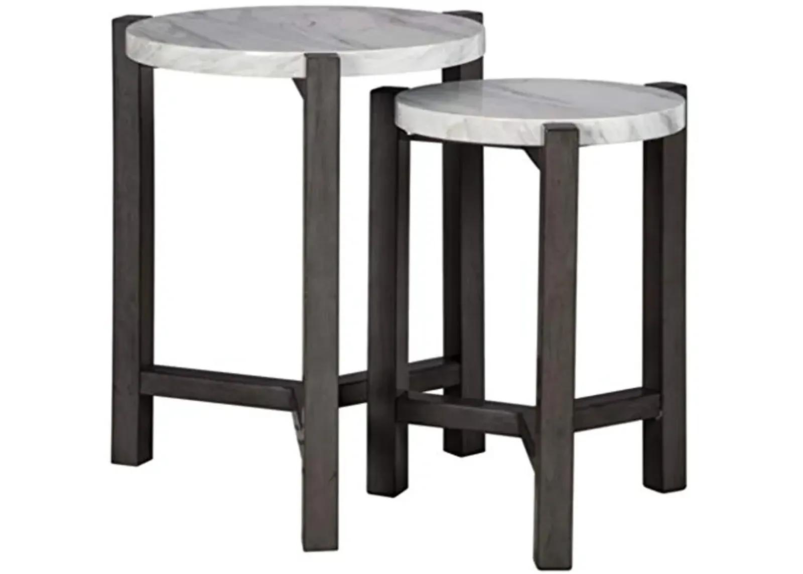 Signature Design by Ashley Crossport Modern 2 Piece Marble Accent Table Set, Gray & White