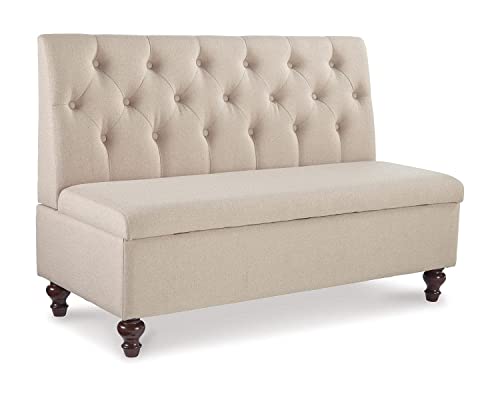 Signature Design by Ashley Gwendale French Country Tufted Back Storage Bench, Beige