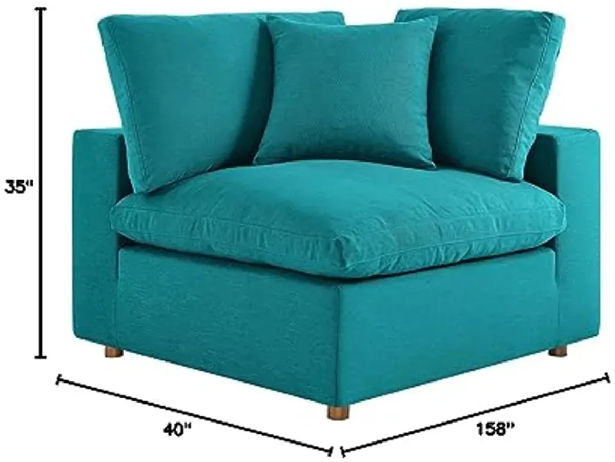 Modway Commix Down-Filled Overstuffed Upholstered 4-Piece Sectional Sofa Set in Teal