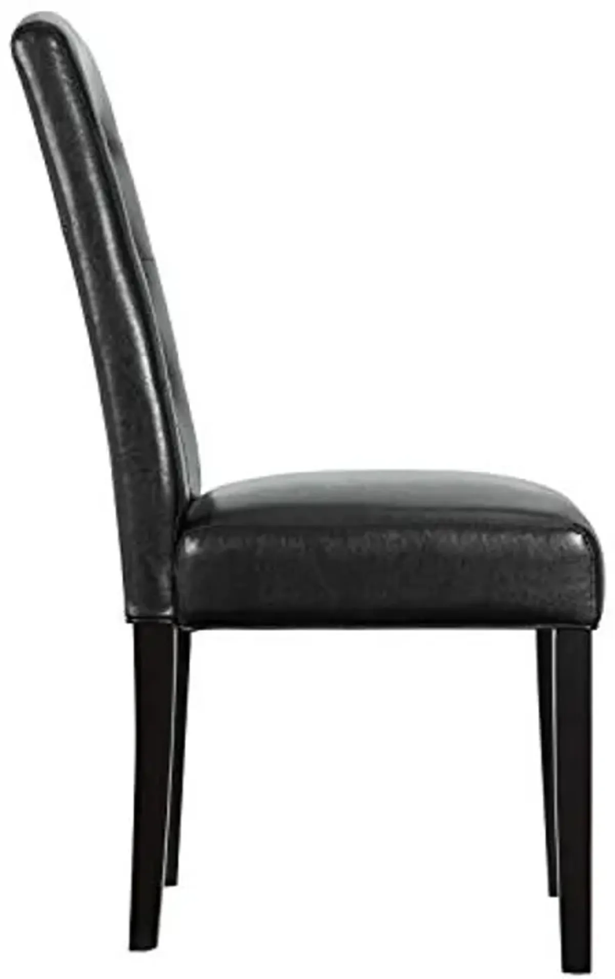 Modway Perdure Modern Tufted Faux Leather Upholstered Parsons Four Dining Chairs in Black