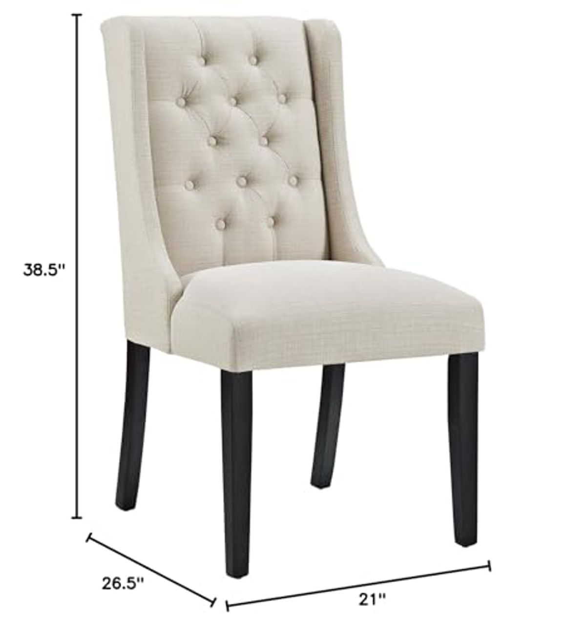 Modway Baronet Modern Tufted Upholstered Fabric Parsons Two Kitchen and Dining Room Chairs in Beige