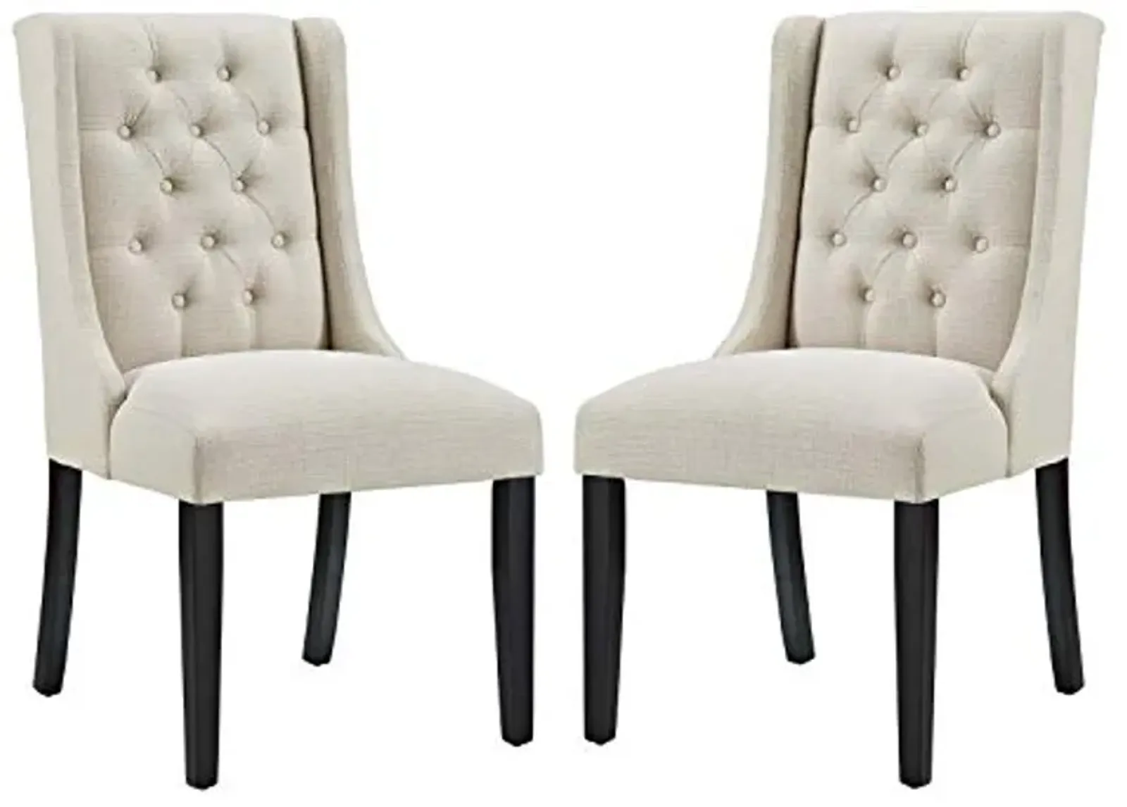 Modway Baronet Modern Tufted Upholstered Fabric Parsons Two Kitchen and Dining Room Chairs in Beige