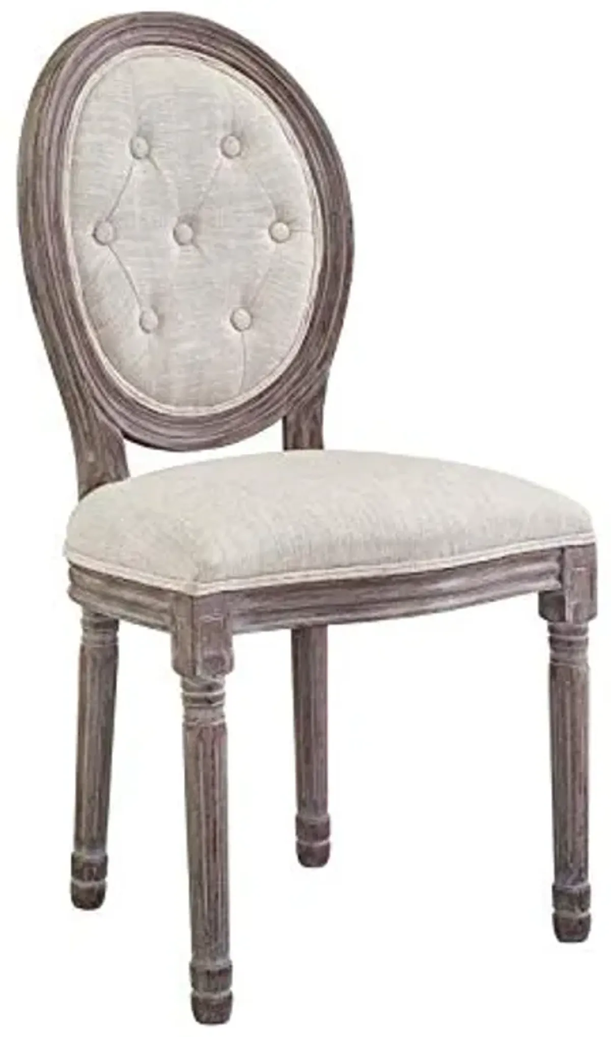 Modway Arise French Vintage Tufted Upholstered Fabric Four Dining Side Chairs in Beige