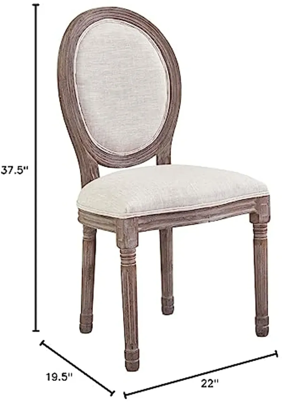 Modway Emanate French Vintage Upholstered Fabric Four Dining Side Chairs in Beige