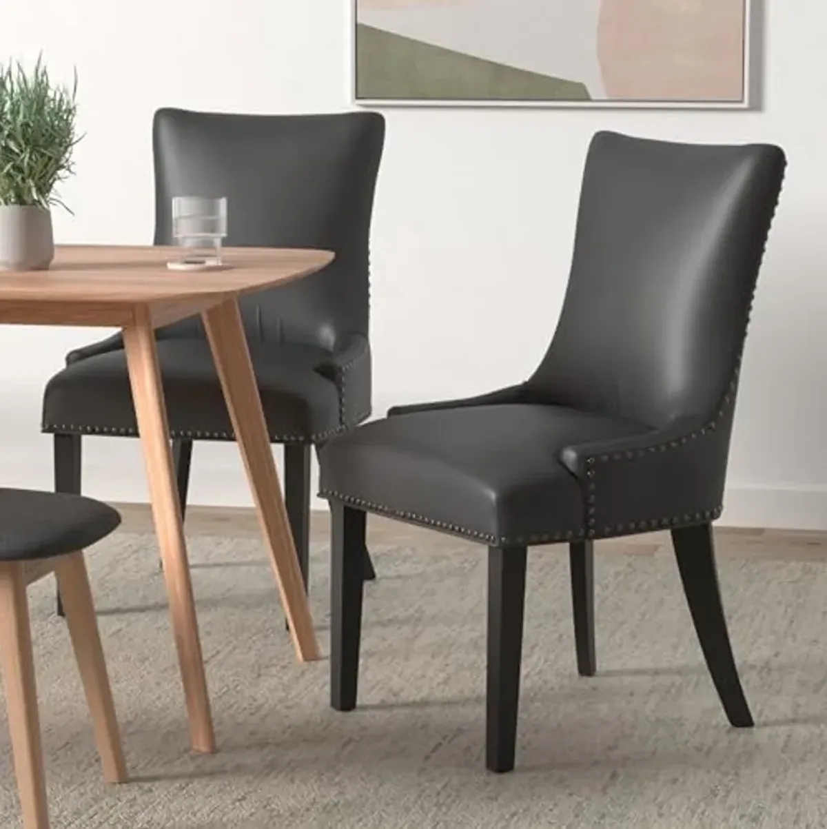 Modway Marquis Faux Leather Set of 4, Four Dining Chairs, Black