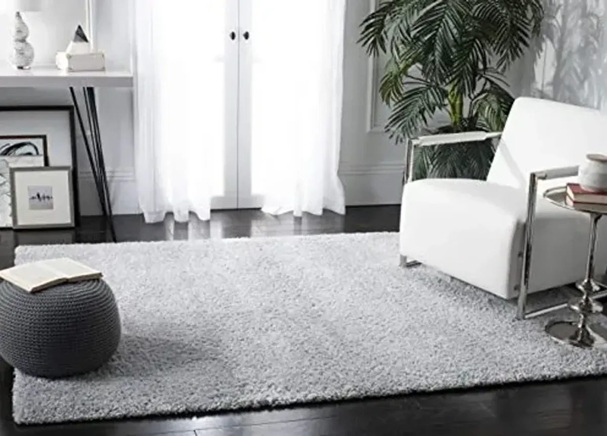 SAFAVIEH August Shag Collection Area Rug - 9' x 12', Silver, Solid Design, Non-Shedding & Easy Care, 1.2-inch Thick Ideal for High Traffic Areas in Living Room, Bedroom (AUG900G)