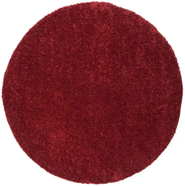SAFAVIEH August Shag Collection Area Rug - 6'7" Round, Burgundy, Solid Design, Non-Shedding & Easy Care, 1.2-inch Thick Ideal for High Traffic Areas in Living Room, Bedroom (AUG900S)