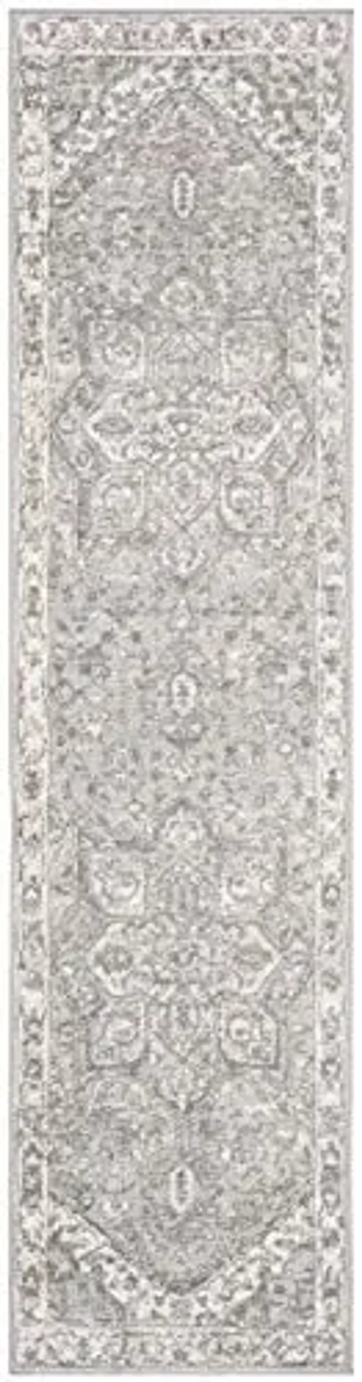 SAFAVIEH Brentwood Collection 2' x 6' Cream/Grey BNT852B Medallion Distressed Non-Shedding Living Room Entryway Foyer Hallway Bedroom Runner Rug