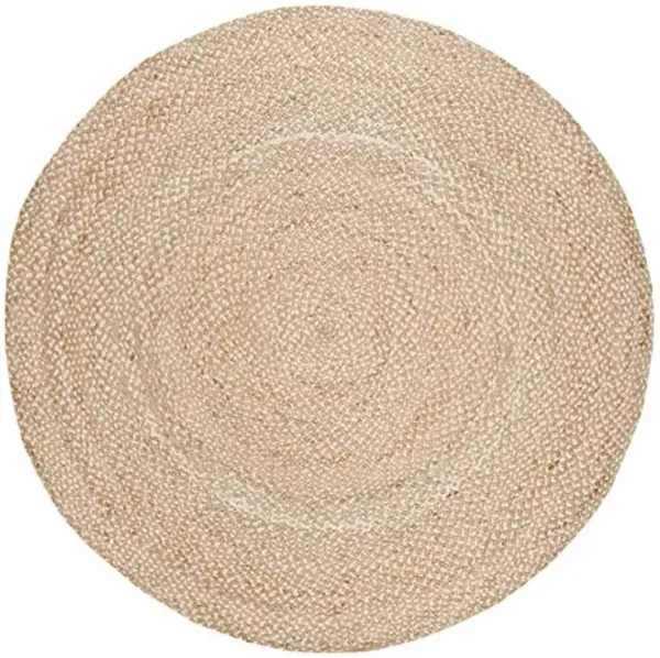 SAFAVIEH Natural Fiber Collection Area Rug - 7' Round, Natural & Ivory, Handmade Boho Charm Braided Jute, Ideal for High Traffic Areas in Living Room, Bedroom (NF804B)