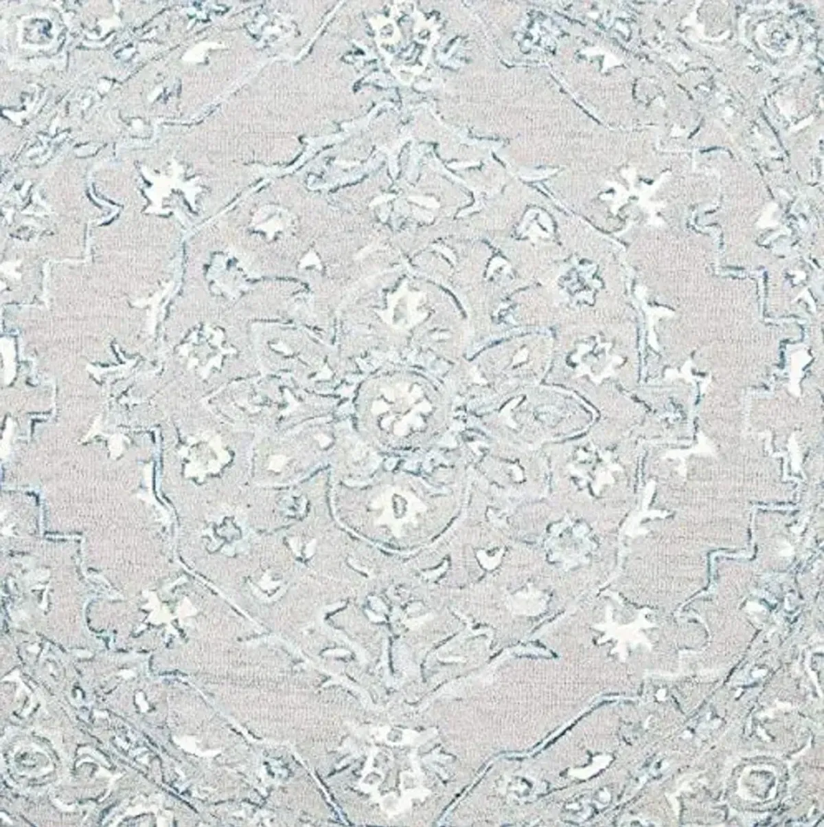SAFAVIEH Micro-Loop Collection Area Rug - 5' Round, Light Grey & Ivory, Handmade Shabby Chic Wool, Ideal for High Traffic Areas in Living Room, Bedroom (MLP504F)