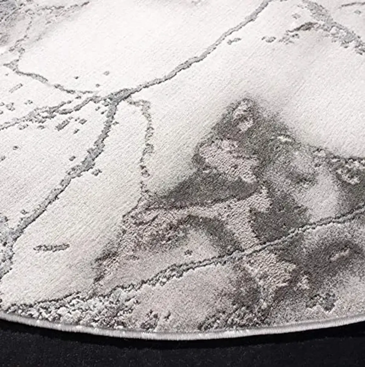 SAFAVIEH Craft Collection Area Rug - 6'7" Round, Grey & Silver, Modern Abstract Design, Non-Shedding & Easy Care, Ideal for High Traffic Areas in Living Room, Bedroom (CFT877G)
