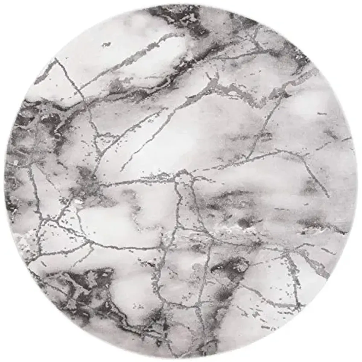 SAFAVIEH Craft Collection Area Rug - 6'7" Round, Grey & Silver, Modern Abstract Design, Non-Shedding & Easy Care, Ideal for High Traffic Areas in Living Room, Bedroom (CFT877G)