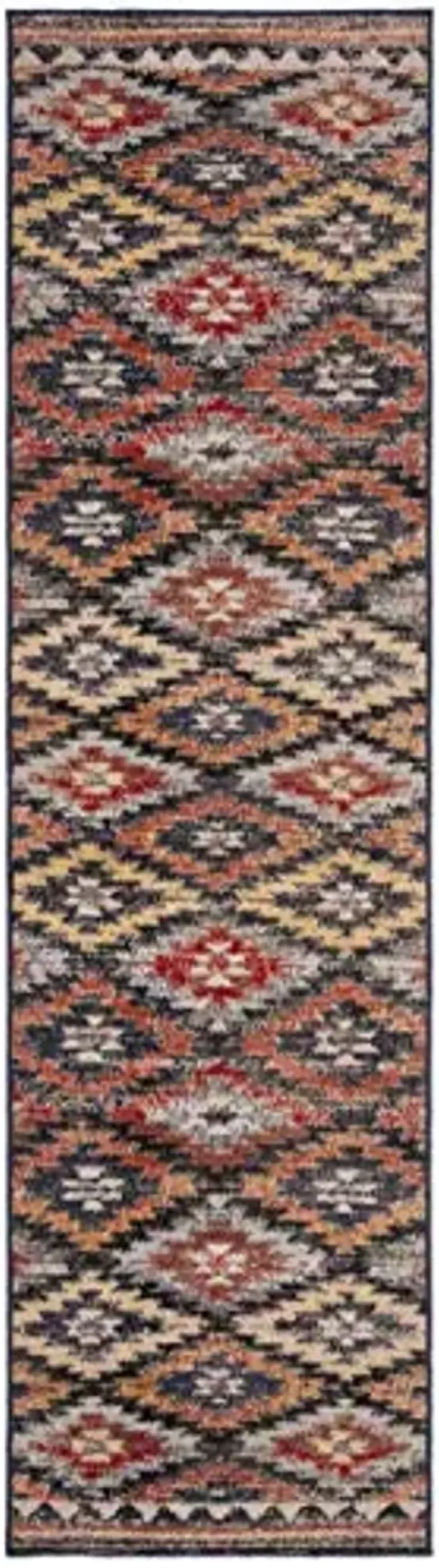 SAFAVIEH Washable Rug Outdoor Montage Collection - 2'3' x 6' Runner, Rust & Multi, Non-Shedding & Easy to Clean, Ideal for Patio, Backyard, Mudroom (MTG246P)