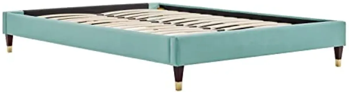 Modway Harlow 57.5" Full Performance Velvet Platform Bed Frame in Mint Green