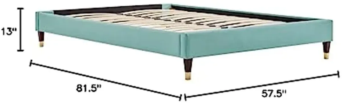 Modway Harlow 57.5" Full Performance Velvet Platform Bed Frame in Mint Green