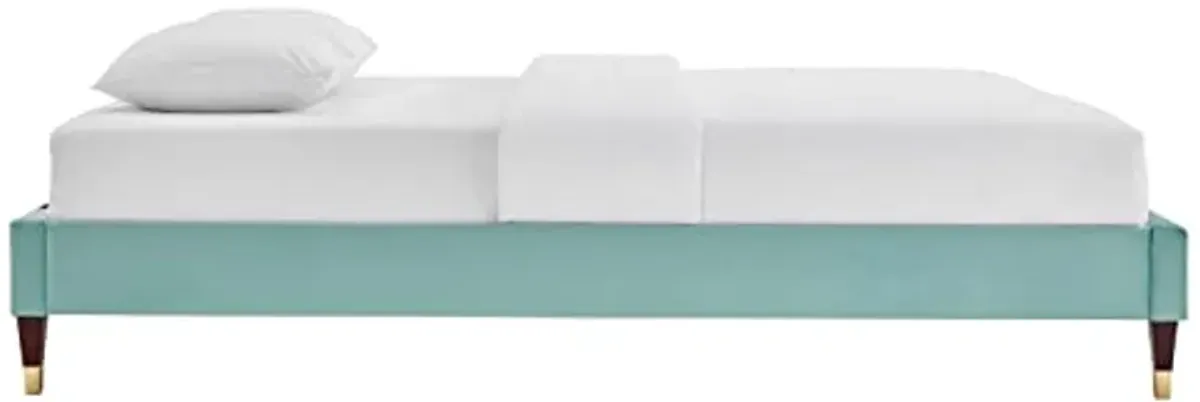 Modway Harlow 57.5" Full Performance Velvet Platform Bed Frame in Mint Green