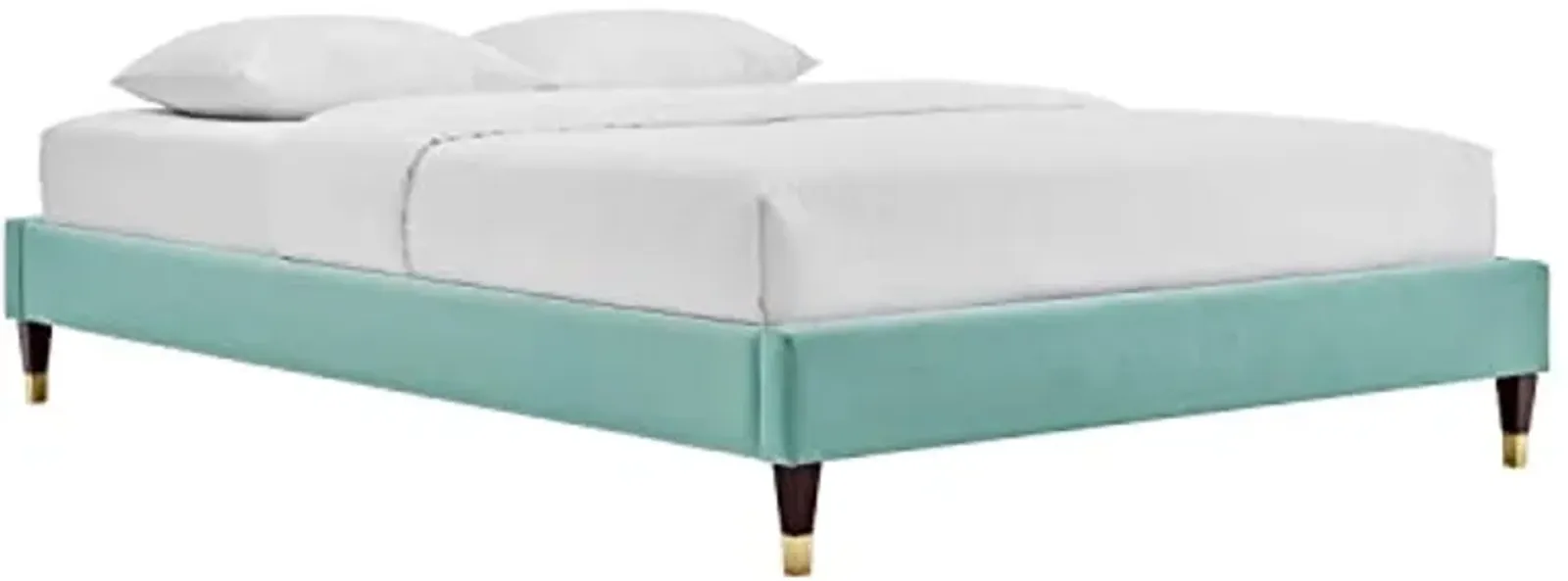 Modway Harlow 57.5" Full Performance Velvet Platform Bed Frame in Mint Green