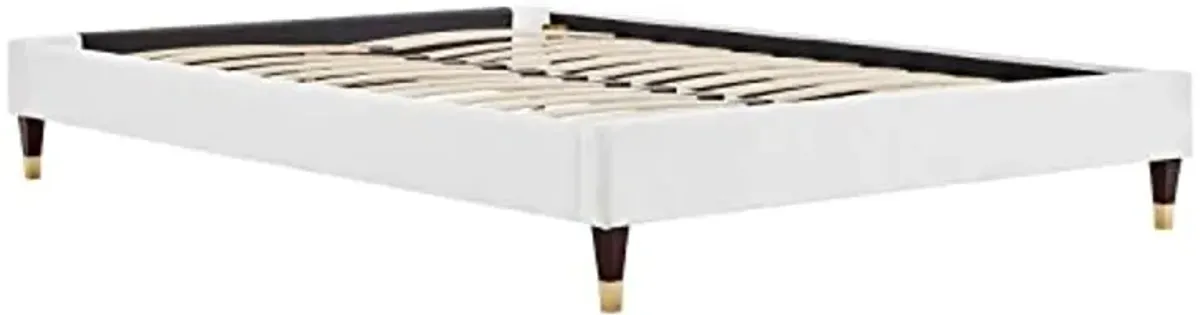 Modway Harlow 63.5" Queen Performance Velvet Platform Bed Frame in White