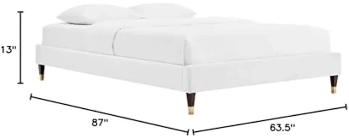 Modway Harlow 63.5" Queen Performance Velvet Platform Bed Frame in White