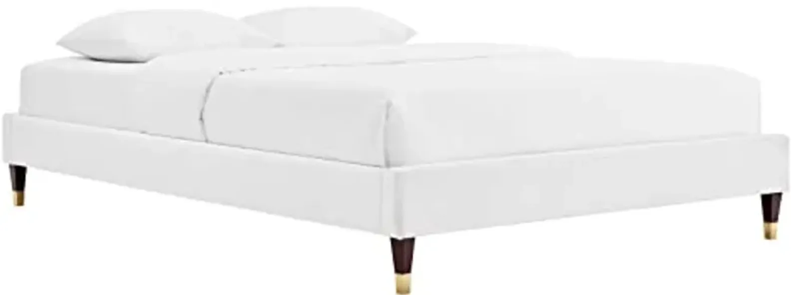 Modway Harlow 63.5" Queen Performance Velvet Platform Bed Frame in White