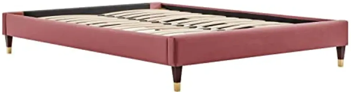 Modway Harlow King Performance Velvet Platform Bed Frame in Dusty Rose