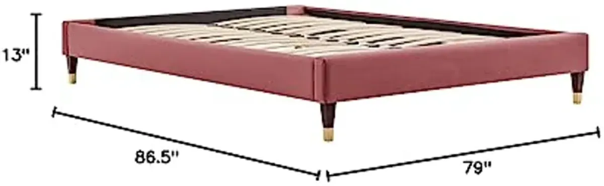 Modway Harlow King Performance Velvet Platform Bed Frame in Dusty Rose