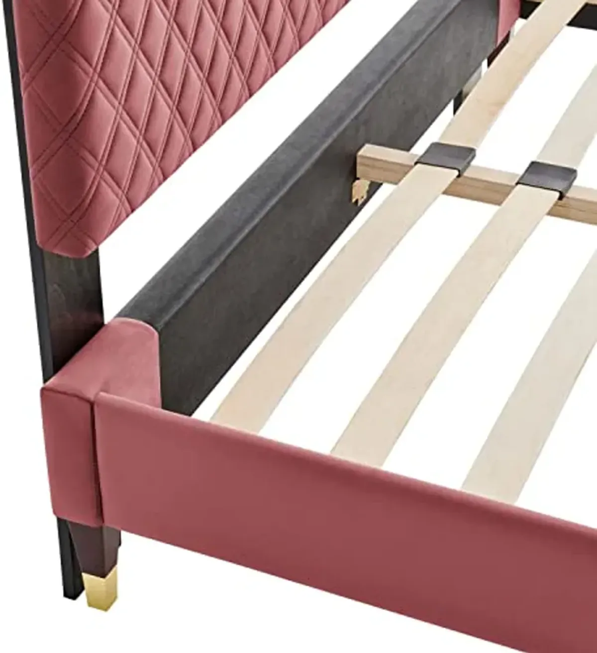 Modway Harlow King Performance Velvet Platform Bed Frame in Dusty Rose