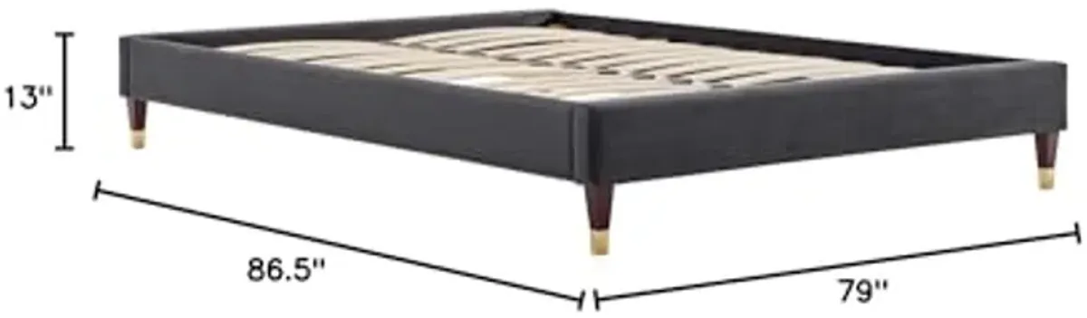 Modway Harlow 79" King Performance Velvet Platform Bed Frame in Charcoal