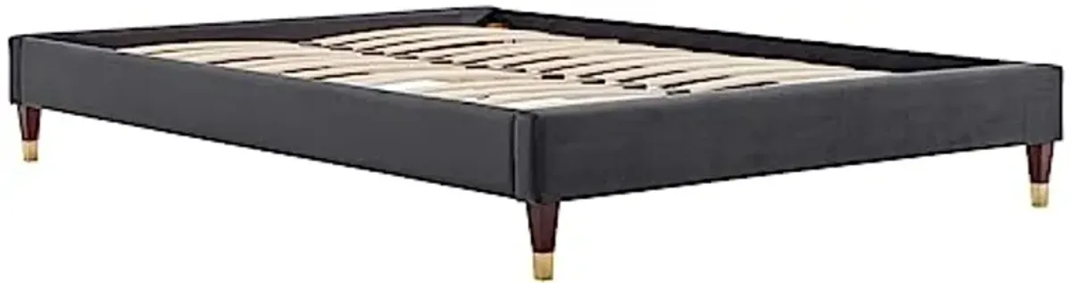 Modway Harlow 79" King Performance Velvet Platform Bed Frame in Charcoal