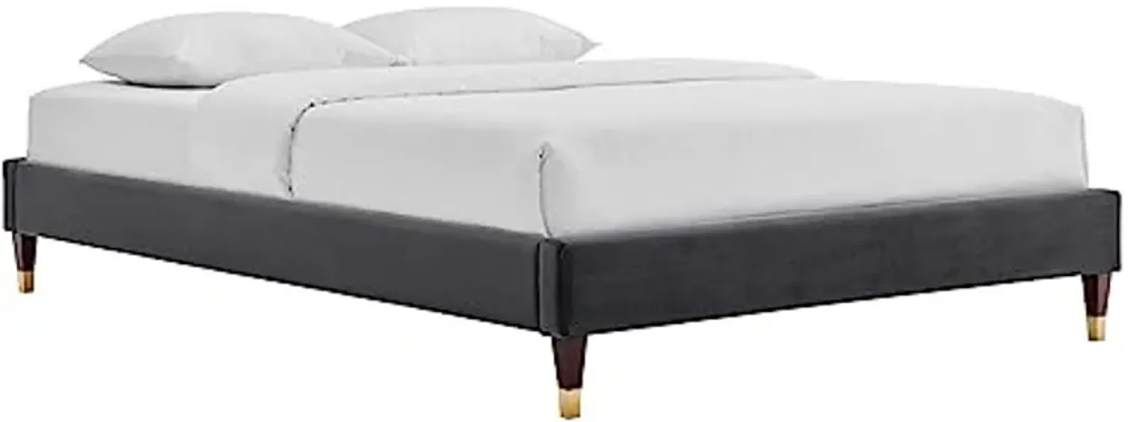 Modway Harlow 79" King Performance Velvet Platform Bed Frame in Charcoal