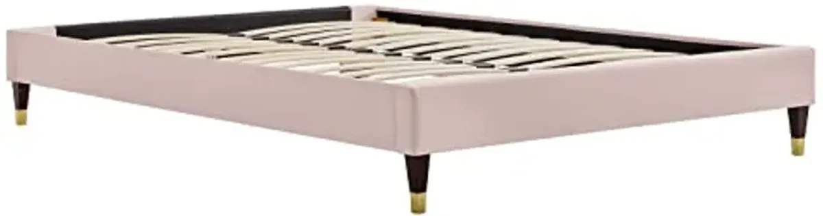 Modway Harlow 79" King Performance Velvet Platform Bed Frame in Pink