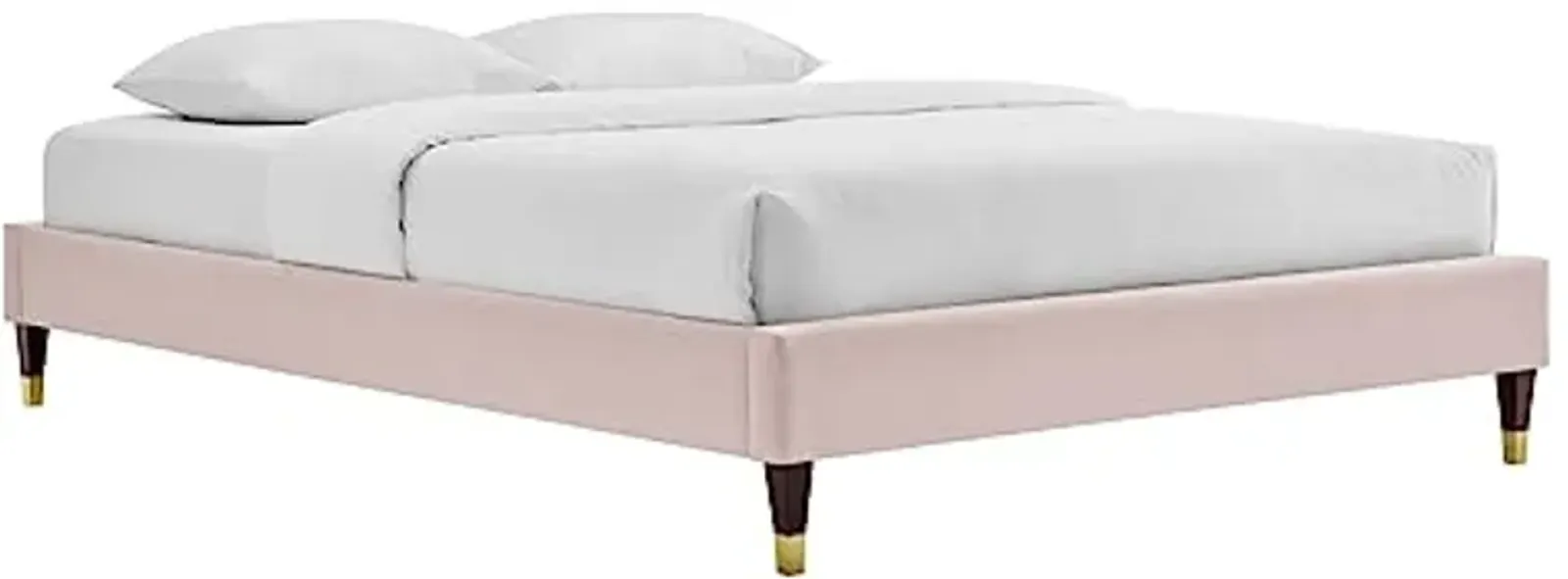 Modway Harlow 79" King Performance Velvet Platform Bed Frame in Pink