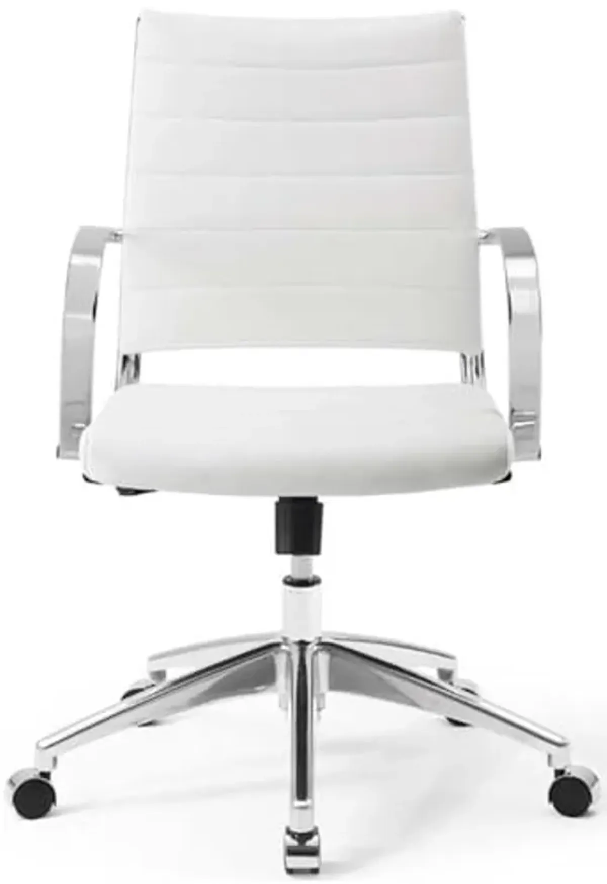 Modway Jive Modern Faux Leather Office Swivel Chair in White/Chrome