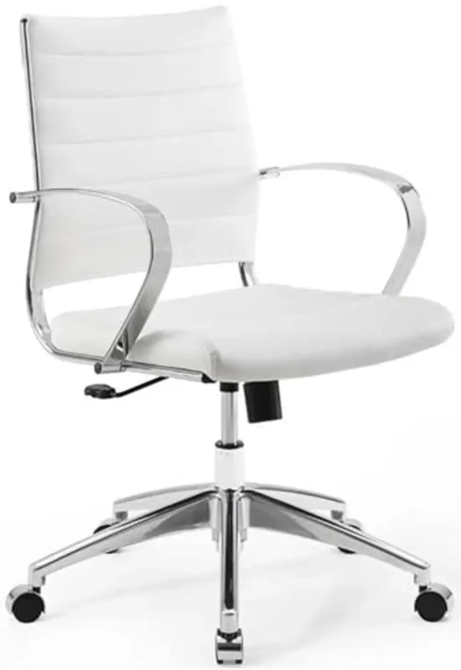 Modway Jive Modern Faux Leather Office Swivel Chair in White/Chrome