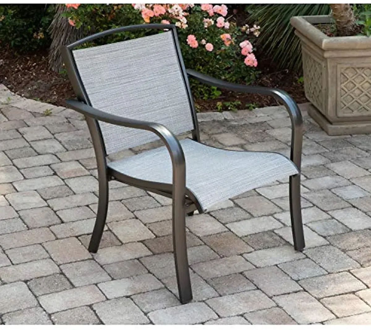 Hanover Foxhill 3-Piece Grade Patio Set with 2 Sling Lounge Chairs Commercial Outdoor Furniture, 3PC Seating, Gray/Gunmetal