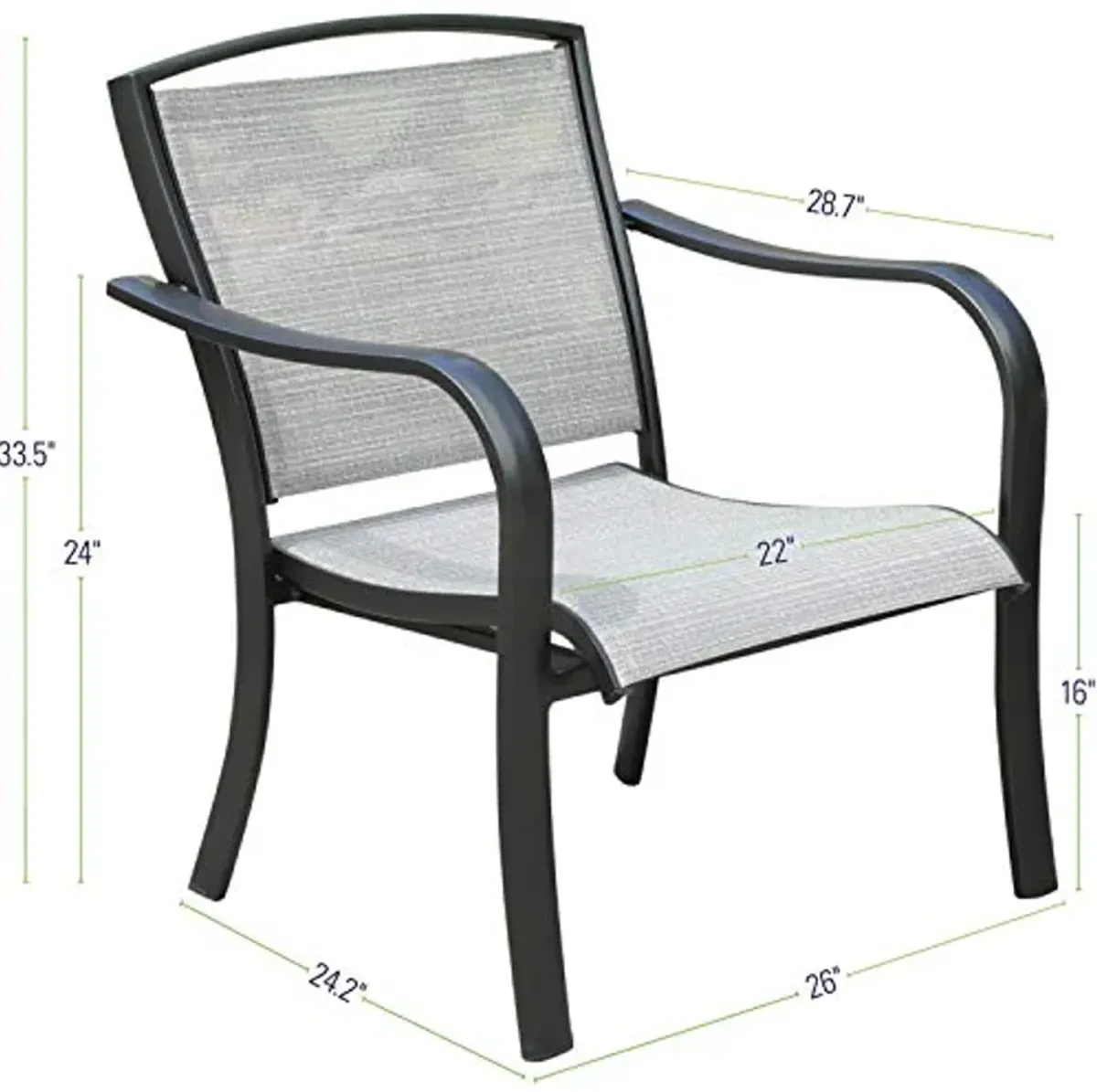 Hanover Foxhill 3-Piece Grade Patio Set with 2 Sling Lounge Chairs Commercial Outdoor Furniture, 3PC Seating, Gray/Gunmetal