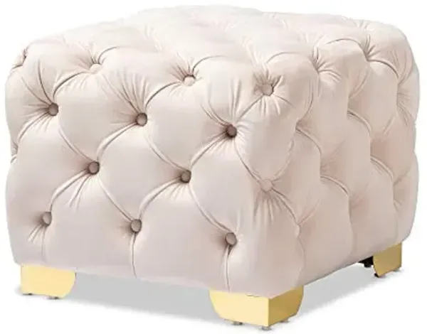 Baxton Studio Ottomans, One Size, Light Beige/Gold