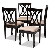 Baxton Studio Reneau Dining Chair and Dining Chair Sand Fabric Upholstered Espresso Brown Finished Wood Dining Chair