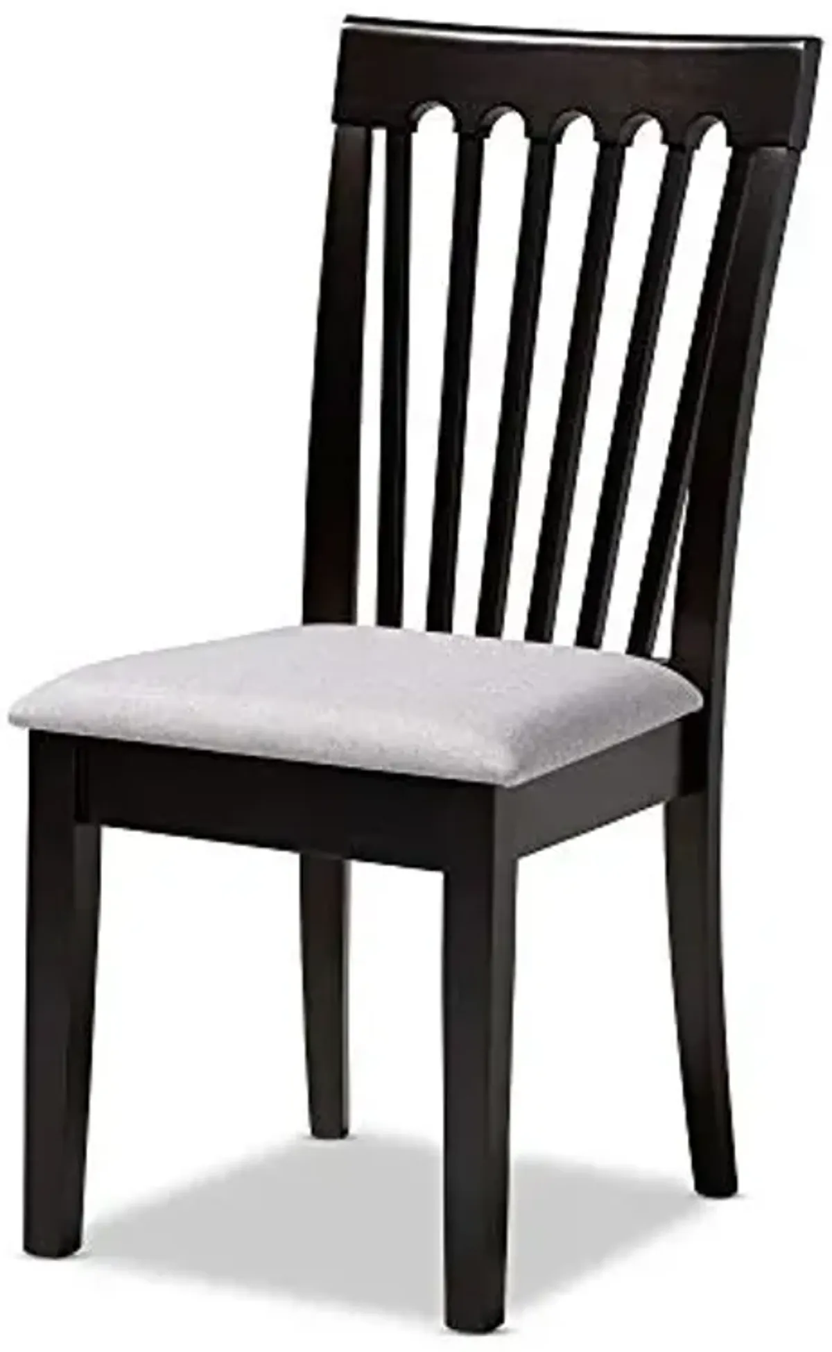 Baxton Studio Minette Dining Chair and Dining Chair Gray Fabric Upholstered Espresso Brown Finished Wood Dining Chair