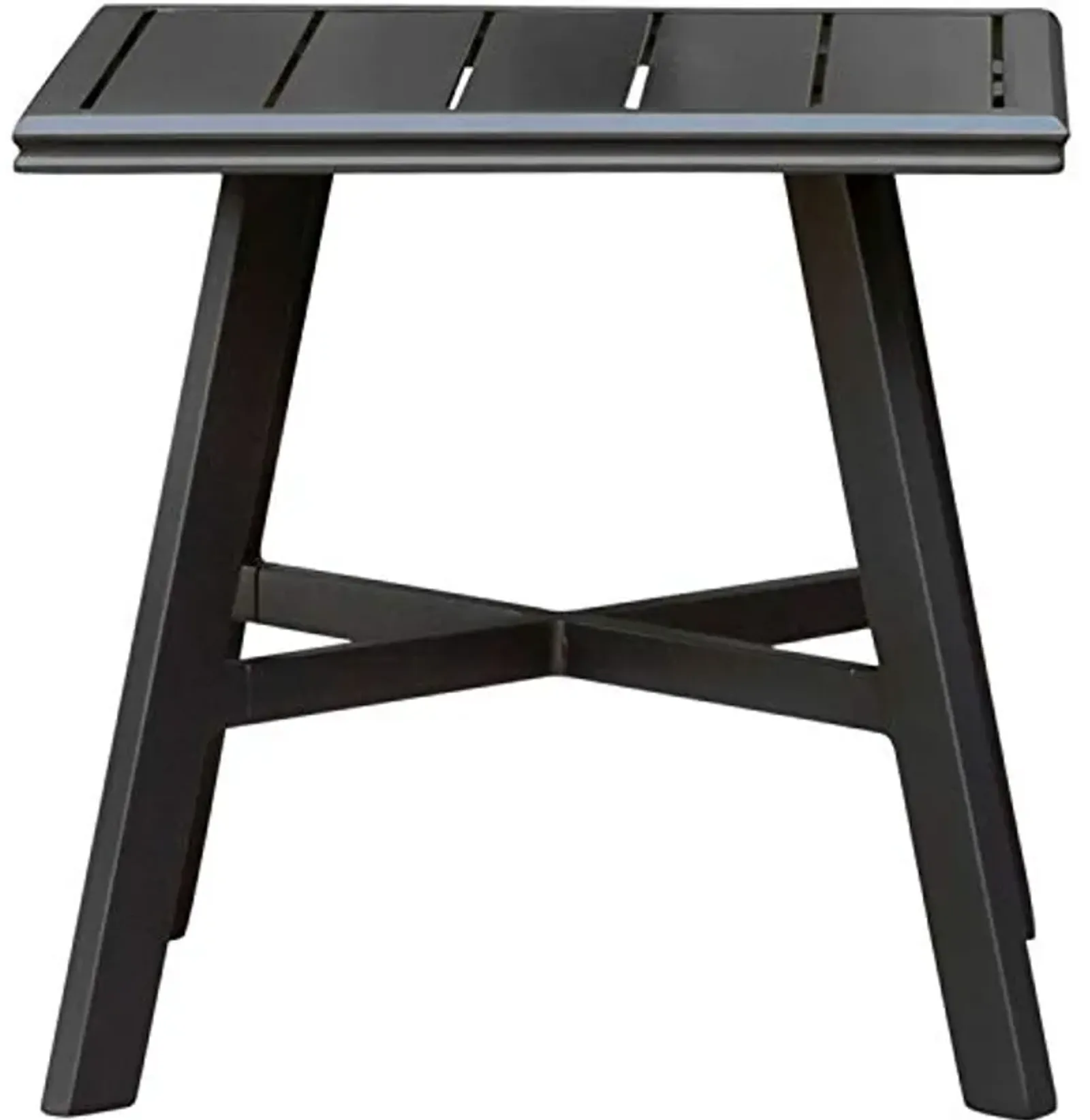 Hanover All-Weather Commercial-Grade Rustproof Aluminum 22" Square Slat-Top Side Table for Backyard, Porch, Deck, and Patio, Space Saving Outdoor Side Table Perfect for Small Outdoor Areas, Gunmetal