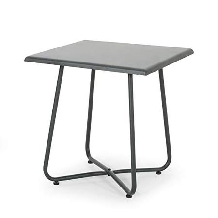 Christopher Knight Home Doris Outdoor Modern 18" Side Table with Steel Legs-Gray