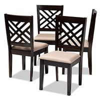 Baxton Studio Caron Dining Chair and Dining Chair Sand Fabric Upholstered Espresso Brown Finished Wood Dining Chair