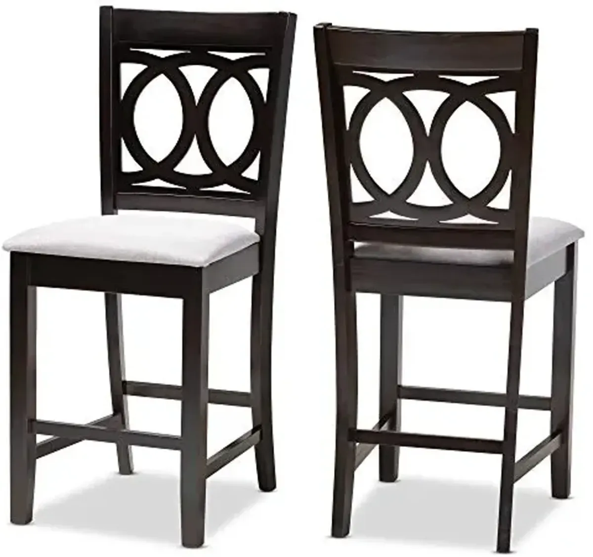 Baxton Studio Lenoir Counter Height Pub Chair and Contemporary Gray Fabric Upholstered Espresso Brown Finished Wood Counter Height Pub Chair