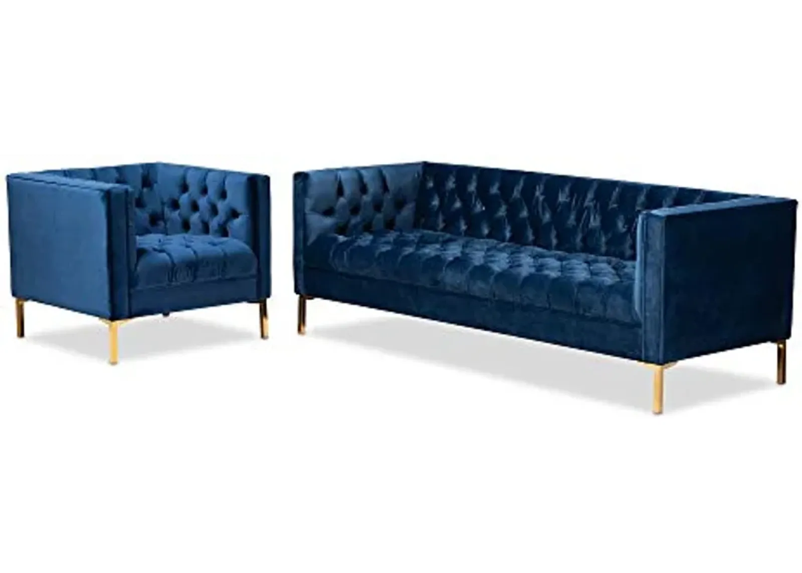 Baxton Studio Living Room Sets, Royal Blue/Gold