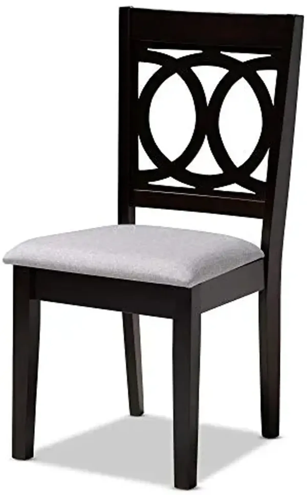 Baxton Studio Lenoir Dining Chair and Dining Chair Gray Fabric Upholstered Espresso Brown Finished Wood Dining Chair