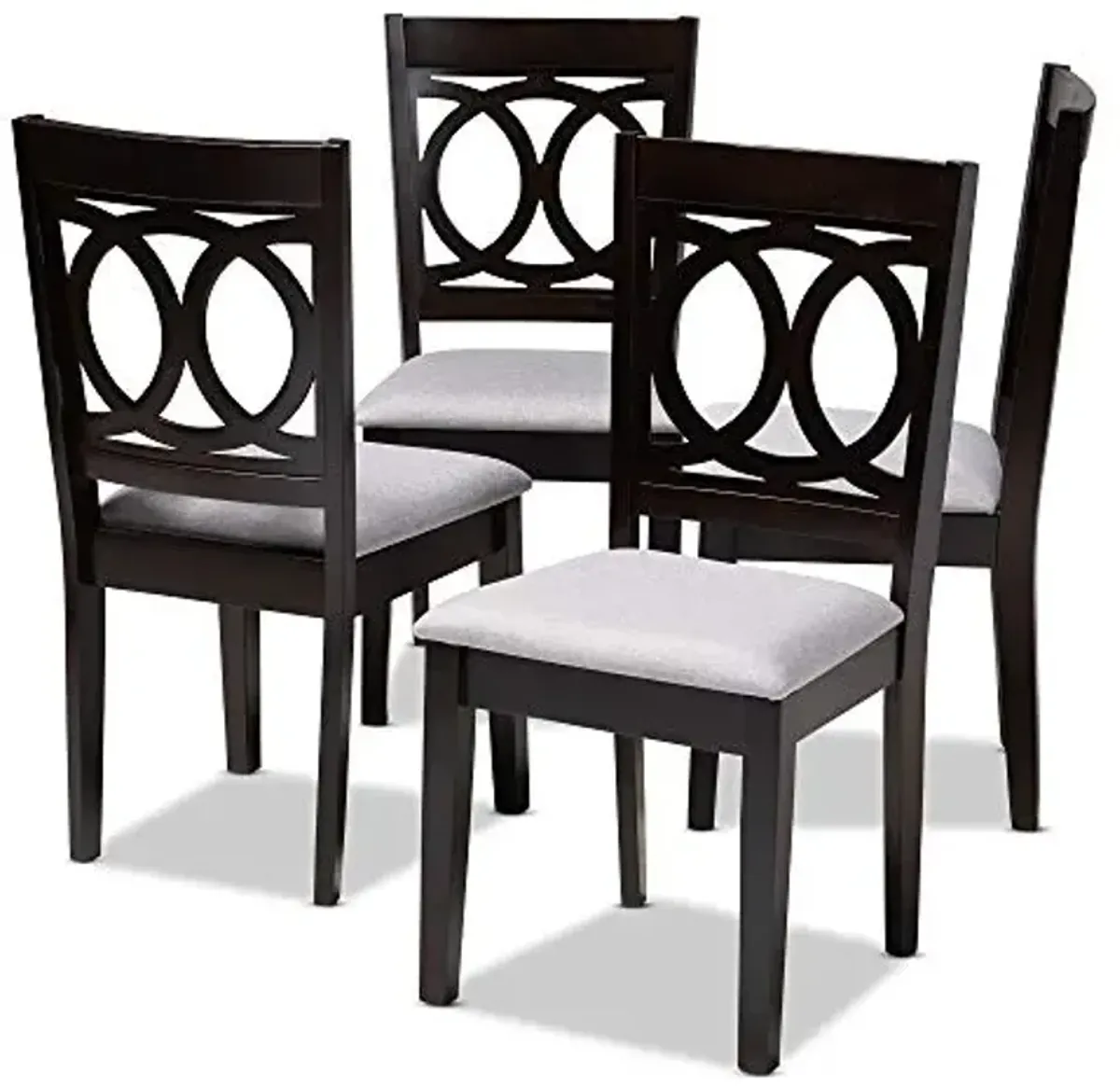 Baxton Studio Lenoir Dining Chair and Dining Chair Gray Fabric Upholstered Espresso Brown Finished Wood Dining Chair