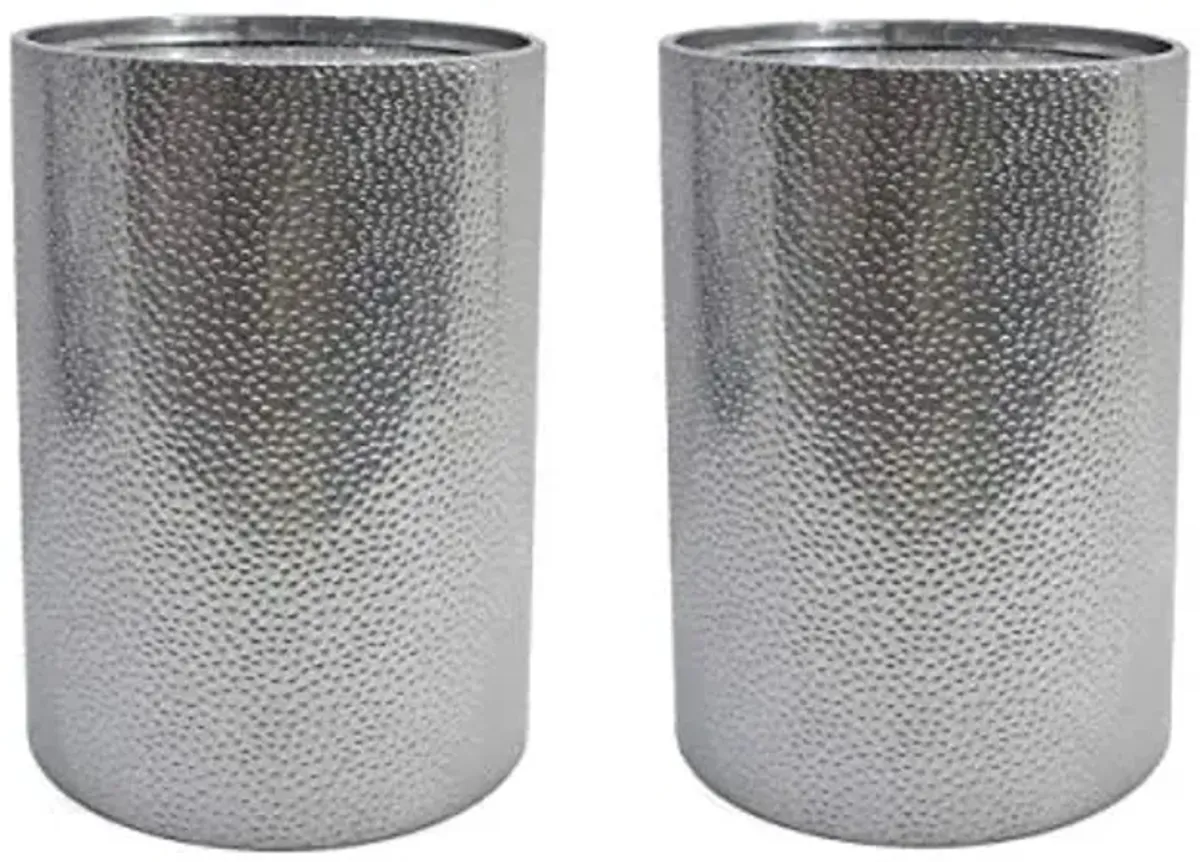 Christopher Knight Home Kaylee Modern Round Hammered Iron Accent Table (2 Pack) -Silver 16 in x 16 in x 22.25 in
