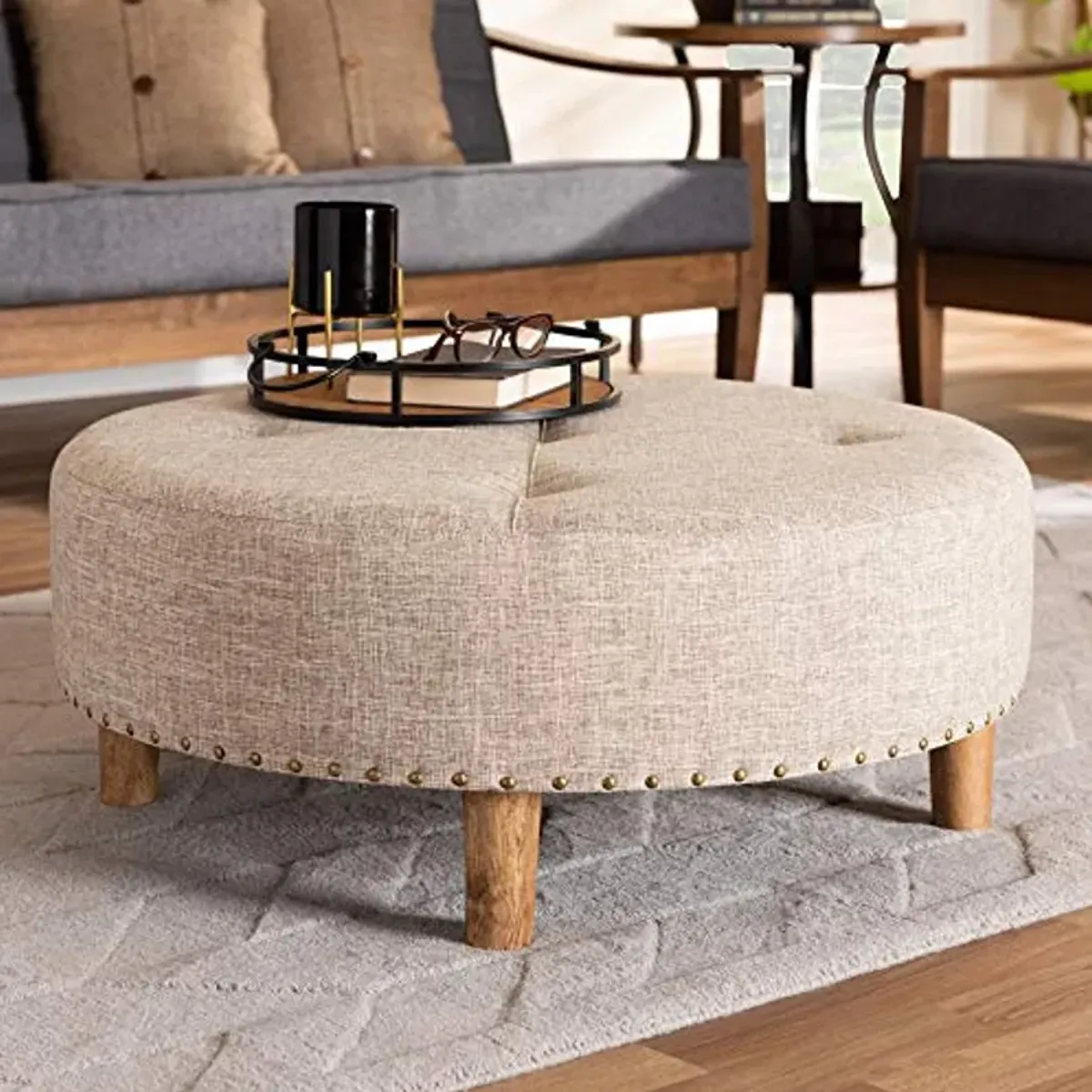 Baxton Studio Ottomans, One Size, Beige